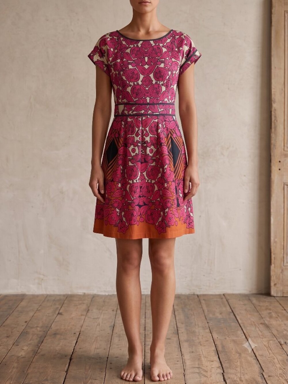 Uttam Boutique Short Sleeved Floral Dress Size 2/4